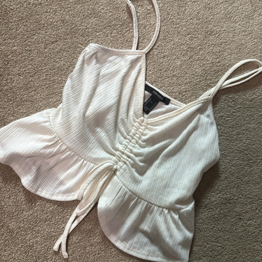 Forever 21 | Cream Ribbed Peplum Tank Top - Picture 6 of 7